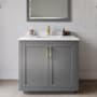 Wyndham Collection Miranda 36" Free Standing Single Basin Vanity Set with Cabinet, Cultured Marble Vanity Top, and Framed Mirror Dark Gray / White Cultured Marble Top / Brushed Gold Hardware