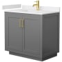 Wyndham Collection Miranda 36" Free Standing Single Basin Vanity Set with Cabinet and Cultured Marble Vanity Top Dark Gray / White Cultured Marble Top / Brushed Gold Hardware