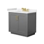 Wyndham Collection Miranda 36" Free Standing Single Basin Vanity Set with Cabinet and Cultured Marble Vanity Top Dark Gray / White Cultured Marble Top / Brushed Gold Hardware
