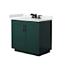 Wyndham Collection Miranda 36" Free Standing Single Basin Vanity Set with Cabinet and Cultured Marble Vanity Top Green / Carrara Cultured Marble Top / Matte Black Hardware