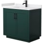 Wyndham Collection Miranda 36" Free Standing Single Basin Vanity Set with Cabinet and Cultured Marble Vanity Top Green / White Cultured Marble Top / Matte Black Hardware