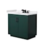 Wyndham Collection Miranda 36" Free Standing Single Basin Vanity Set with Cabinet and Cultured Marble Vanity Top Green / White Cultured Marble Top / Matte Black Hardware