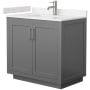 Wyndham Collection Miranda 36" Free Standing Single Basin Vanity Set with Cabinet and Cultured Marble Vanity Top Dark Gray / Carrara Cultured Marble Top / Brushed Nickel Hardware