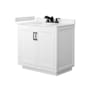 Wyndham Collection Miranda 36" Free Standing Single Basin Vanity Set with Cabinet and Cultured Marble Vanity Top White / Carrara Cultured Marble Top / Matte Black Hardware