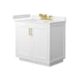 Wyndham Collection Miranda 36" Free Standing Single Basin Vanity Set with Cabinet and Cultured Marble Vanity Top White / Carrara Cultured Marble Top / Brushed Gold Hardware