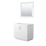 Wyndham Collection Miranda 36" Single Free Standing Vanity Cabinet - Less Vanity Top White / Brushed Gold Hardware