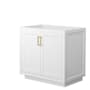 Wyndham Collection Miranda 36" Single Free Standing Vanity Cabinet Only - Less Vanity Top White / Brushed Gold Hardware