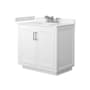 Wyndham Collection Miranda 36" Free Standing Single Basin Vanity Set with Cabinet and Cultured Marble Vanity Top White / Carrara Cultured Marble Top / Brushed Nickel Hardware