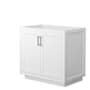 Wyndham Collection Miranda 36" Single Free Standing Vanity Cabinet Only - Less Vanity Top White / Brushed Nickel Hardware