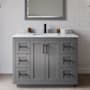 Wyndham Collection Miranda 42" Free Standing Single Basin Vanity Set with Cabinet and Marble Vanity Top Dark Gray / White Carrara Marble Top / Matte Black Hardware