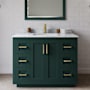 Wyndham Collection Miranda 42" Free Standing Single Basin Vanity Set with Cabinet and Marble Vanity Top Green / White Carrara Marble Top / Brushed Gold Hardware