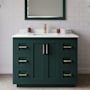 Wyndham Collection Miranda 42" Free Standing Single Basin Vanity Set with Cabinet and Cultured Marble Vanity Top Green / White Cultured Marble Top / Brushed Gold Hardware