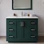 Wyndham Collection Miranda 42" Free Standing Single Basin Vanity Set with Cabinet and Cultured Marble Vanity Top Green / Carrara Cultured Marble Top / Brushed Nickel Hardware