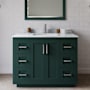Wyndham Collection Miranda 42" Free Standing Single Basin Vanity Set with Cabinet and Marble Vanity Top Green / White Carrara Marble Top / Brushed Nickel Hardware
