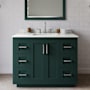 Wyndham Collection Miranda 42" Free Standing Single Basin Vanity Set with Cabinet, Quartz Vanity Top, and Framed Mirror Green / Giotto Quartz Top / Brushed Nickel Hardware