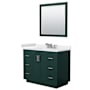 Wyndham Collection Miranda 42" Free Standing Single Basin Vanity Set with Cabinet, Cultured Marble Vanity Top, and Framed Mirror Green / White Cultured Marble Top / Brushed Nickel Hardware