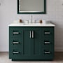 Wyndham Collection Miranda 42" Free Standing Single Basin Vanity Set with Cabinet, Quartz Vanity Top, and Framed Mirror Green / White Quartz Top / Brushed Nickel Hardware