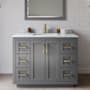 Wyndham Collection Miranda 42" Free Standing Single Basin Vanity Set with Cabinet and Marble Vanity Top Dark Gray / White Carrara Marble Top / Brushed Gold Hardware