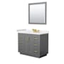 Wyndham Collection Miranda 42" Free Standing Single Basin Vanity Set with Cabinet, Cultured Marble Vanity Top, and Framed Mirror Dark Gray / White Cultured Marble Top / Brushed Gold Hardware