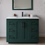 Wyndham Collection Miranda 42" Free Standing Single Basin Vanity Set with Cabinet and Marble Vanity Top Green / White Carrara Marble Top / Matte Black Hardware