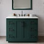 Wyndham Collection Miranda 42" Free Standing Single Basin Vanity Set with Cabinet, Quartz Vanity Top, and Framed Mirror Green / Giotto Quartz Top / Matte Black Hardware