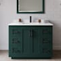 Wyndham Collection Miranda 42" Free Standing Single Basin Vanity Set with Cabinet and Cultured Marble Vanity Top Green / White Cultured Marble Top / Matte Black Hardware