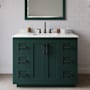 Wyndham Collection Miranda 42" Free Standing Single Basin Vanity Set with Cabinet, Quartz Vanity Top, and Framed Mirror Green / White Quartz Top / Matte Black Hardware