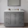 Wyndham Collection Miranda 42" Free Standing Single Basin Vanity Set with Cabinet, Quartz Vanity Top, and Framed Mirror Dark Gray / Giotto Quartz Top / Brushed Nickel Hardware