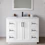 Wyndham Collection Miranda 42" Free Standing Single Basin Vanity Set with Cabinet and Marble Vanity Top White / White Carrara Marble Top / Matte Black Hardware