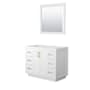 Wyndham Collection Miranda 42" Single Free Standing Vanity Cabinet - Less Vanity Top White / Brushed Gold Hardware