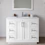 Wyndham Collection Miranda 42" Free Standing Single Basin Vanity Set with Cabinet and Marble Vanity Top White / White Carrara Marble Top / Brushed Nickel Hardware