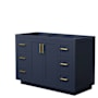 Wyndham Collection Miranda 48" Single Free Standing Vanity Cabinet Only - Less Vanity Top Dark Blue / Brushed Gold Hardware
