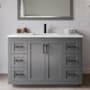 Wyndham Collection Miranda 48" Free Standing Single Basin Vanity Set with Cabinet and Cultured Marble Vanity Top Dark Gray / Carrara Cultured Marble Top / Matte Black Hardware