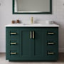 Wyndham Collection Miranda 48" Free Standing Single Basin Vanity Set with Cabinet and Cultured Marble Vanity Top Green / Carrara Cultured Marble Top / Brushed Gold Hardware