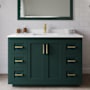 Wyndham Collection Miranda 48" Free Standing Single Basin Vanity Set with Cabinet and Cultured Marble Vanity Top Green / White Cultured Marble Top / Brushed Gold Hardware