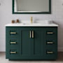 Wyndham Collection Miranda 48" Free Standing Single Basin Vanity Set with Cabinet and Quartz Vanity Top Green / White Quartz Top / Brushed Gold Hardware