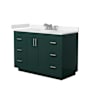 Wyndham Collection Miranda 48" Free Standing Single Basin Vanity Set with Cabinet and Cultured Marble Vanity Top Green / Carrara Cultured Marble Top / Brushed Nickel Hardware