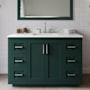 Wyndham Collection Miranda 48" Free Standing Single Basin Vanity Set with Cabinet, Quartz Vanity Top, and Framed Mirror Green / Giotto Quartz Top / Brushed Nickel Hardware