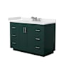 Wyndham Collection Miranda 48" Free Standing Single Basin Vanity Set with Cabinet and Cultured Marble Vanity Top Green / White Cultured Marble Top / Brushed Nickel Hardware