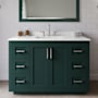 Wyndham Collection Miranda 48" Free Standing Single Basin Vanity Set with Cabinet, Quartz Vanity Top, and Framed Mirror Green / White Quartz Top / Brushed Nickel Hardware