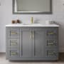 Wyndham Collection Miranda 48" Free Standing Single Basin Vanity Set with Cabinet and Cultured Marble Vanity Top Dark Gray / Carrara Cultured Marble Top / Brushed Gold Hardware