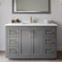 Wyndham Collection Miranda 48" Free Standing Single Basin Vanity Set with Cabinet and Quartz Vanity Top Dark Gray / Giotto Quartz Top / Brushed Gold Hardware