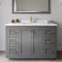 Wyndham Collection Miranda 48" Free Standing Single Basin Vanity Set with Cabinet and Cultured Marble Vanity Top Dark Gray / White Cultured Marble Top / Brushed Gold Hardware