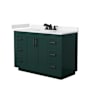 Wyndham Collection Miranda 48" Free Standing Single Basin Vanity Set with Cabinet and Cultured Marble Vanity Top Green / Carrara Cultured Marble Top / Matte Black Hardware