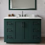 Wyndham Collection Miranda 48" Free Standing Single Basin Vanity Set with Cabinet, Quartz Vanity Top, and Framed Mirror Green / Giotto Quartz Top / Matte Black Hardware