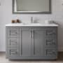 Wyndham Collection Miranda 48" Free Standing Single Basin Vanity Set with Cabinet and Cultured Marble Vanity Top Dark Gray / Carrara Cultured Marble Top / Brushed Nickel Hardware