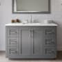 Wyndham Collection Miranda 48" Free Standing Single Basin Vanity Set with Cabinet, Quartz Vanity Top, and Framed Mirror Dark Gray / Giotto Quartz Top / Brushed Nickel Hardware