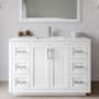 Wyndham Collection Miranda 48" Free Standing Single Basin Vanity Set with Cabinet and Cultured Marble Vanity Top White / Carrara Cultured Marble Top / Brushed Nickel Hardware
