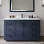 Wyndham Collection Miranda 54" Free Standing Single Basin Vanity Set with Cabinet and Cultured Marble Vanity Top Dark Blue / White Cultured Marble Top / Matte Black Hardware