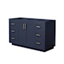 Wyndham Collection Miranda 54" Single Free Standing Vanity Cabinet Only - Less Vanity Top Dark Blue / Brushed Gold Hardware